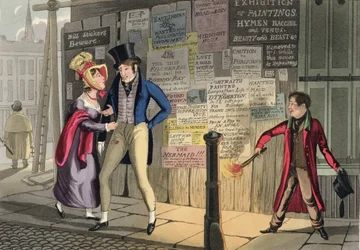 Ulydighed, planche 5 fra "The Necessary Qualifications of a Man of Fashion", udgivet 1823 (håndkoloreret akvaratint)
